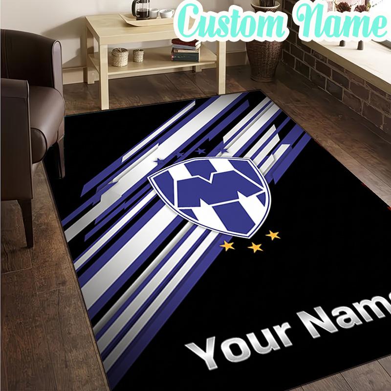 Custom Name Monterrey Team Spirit In Action Rug, Office Rug, Chair Rug, Carpet for Living Rooms, Doormat Game Rug Home Decor Christmas Gifts