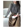 Stylish Slim Paper Print Half Turtleneck Heavy Georgette Silk Shirt