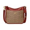 Сумка 27 Classic Monogram Color Block с поворотной застежкой-молнией из покрытого канваса и телячьей кожи, большая, для ношения на плече и через плечо, женская, коричнево-розовая C8487-B4NQ4