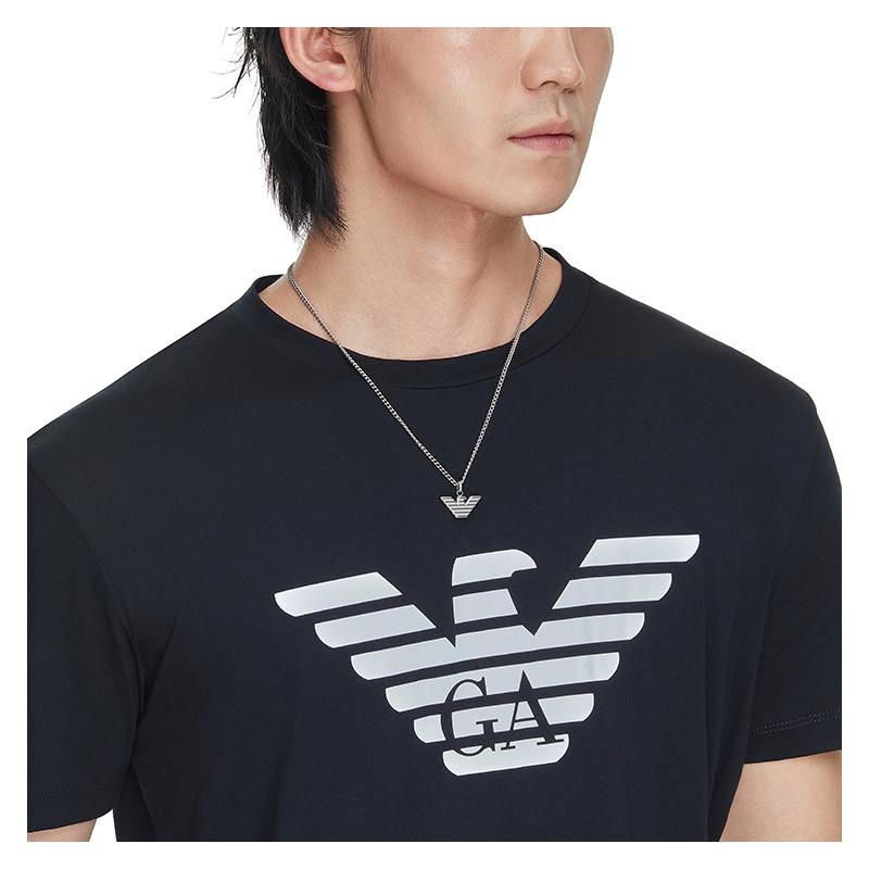 Emporio Armani Модная хип-хоп мода Логотип орла Высококачественный модный бренд Нержавеющая сталь Ожерелье Мужское Серебряный Серебряный База F Упаковка