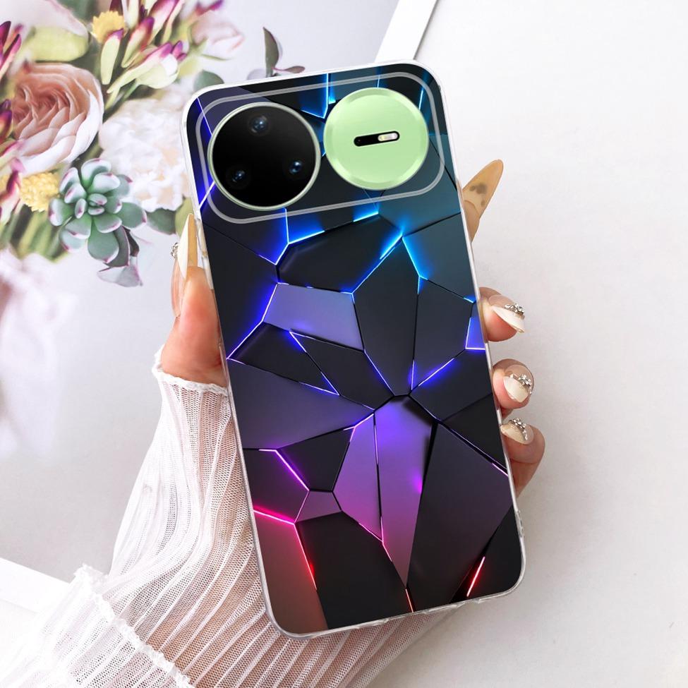 Прозрачный чехол-крышка для Huawei Nova 15 Pro, милый котик, модные цветы, роскошный окрашенный корпус для Huawei KLE-AL00U