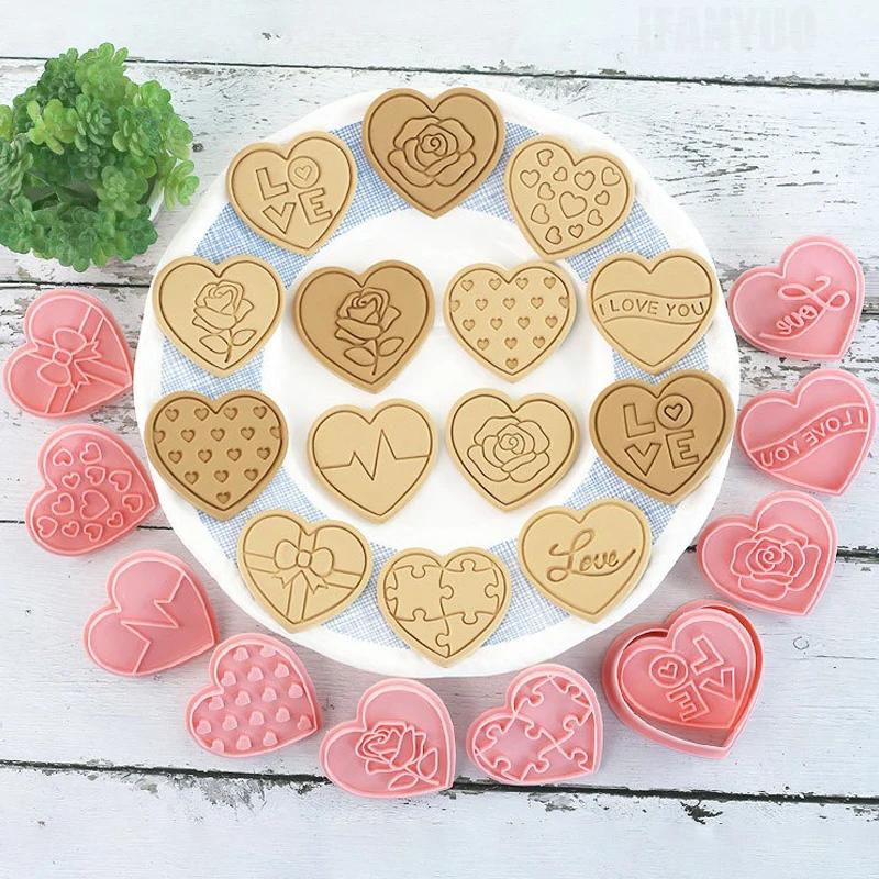 11 шт. Форма для печенья в форме сердца ко Дню святого Валентина, инструменты для резки печенья LOVE, формы для выпечки сахарных пирожных на вечеринку, кухонный инструмент для выпечки