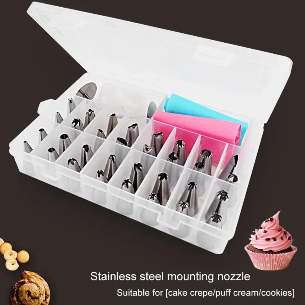 32Pcs Cake Decorating Tools Reusable Pastry Bags Stainless Steel Nozzles Tip for Frosting Cookie Cupcake DIY Dessert Baking Tool