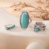 Женский винтажный комплект колец, кольцо на палец, богемные кольца с бирюзой, 3 шт./компл.
