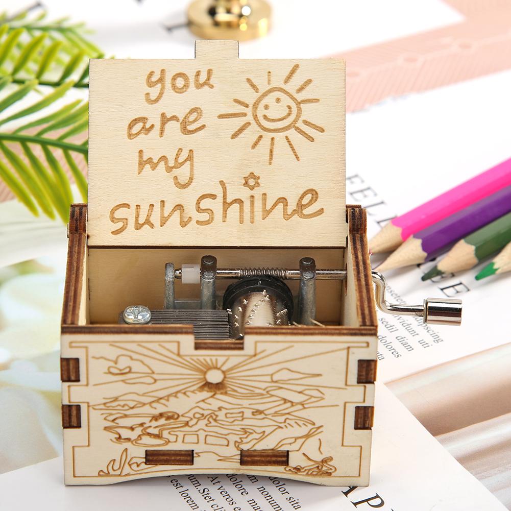 You Are My Sunshine Hand Cranked Music Box Vintage Classic Wooden Melody Box Christmas Decor Decorative Music Box Birthday Gift