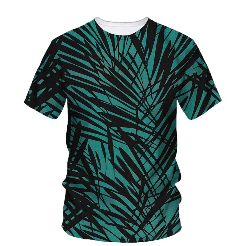 Summer new tropical palm leaf pattern 3D printed T-shirt - Hawaiian style -suitable for both men and women - trendy casual style