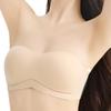 Женский бежевый strapless бюстгальтер без бретелей, нескользящий, с гладкой тканью и дизайном с полным покрытием чашки