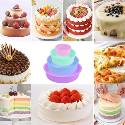Наборы силиконовых форм для выпечки из 4 предметов — силиконовые круглые формы с антипригарным покрытием для слоеных тортов, чизкейков и шоколадных тортов с формочками для тортов