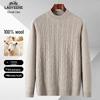 Men's 100% Wool Thickened Crew Neck Pullover Sweater
