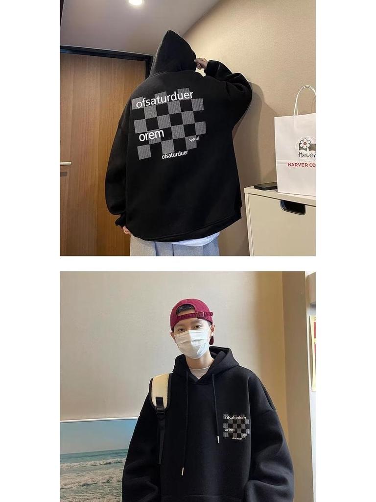 Мужская толстовка с капюшоном в стиле Гонконга большого размера — модная американская толстовка для весны и осени