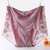 Lace High Waisted Underwear for Women Lingerie Sexy with Added Weight Enlarged Modal Satin Panties