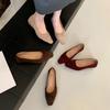 2025 New Round Head Suede One-word with Shallow Mouth Inner Slope Heel Cover Foot Versatile OL Women's Single Shoes