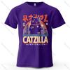 cotton t-shirt Catzilla Funny Printed Men's T-Shirt 100% Cotton Oversized Trendy Graphic Tees for Women Tops Tees Streetwear