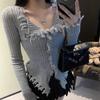Women's Irregular Bodycon Knit Sweater - 2025 Spring/Autumn Long Sleeve Top