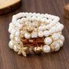4pcs/set Ethnic Style Simulated Pearl Bracelets Bohemia Style Multilayer Hand Chain  Casual Outfit
