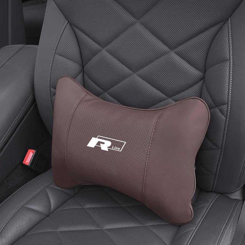 1Pcs Car Seat Headrest/Lumbar Auto Logo Neck Pillow For VW GTI Polo Passat B6 B7 Golf MK7 Tiguan Jetta Beetle Arteon CC Hub Cap zj6