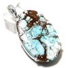 Natural Tibetan Turquoise Gemstone 925 Sterling Silver Pendant 2.21" A7s47