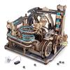 ROBOTIME 3D Wooden Puzzle, Hand-Cranked Electric Model Coaster with Waterwheel, Gears, Tracks, and Roller Coaster Design for Craft Enthusiasts,