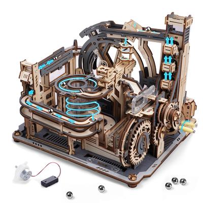 ROBOTIME 3D Деревянный Пазл, Модель Американских Горок с Водяным Колесом и Механизмом с Ручным Приводом, Шестерни, Треки и Дизайн Американских Горок для Любителей Рукоделия,