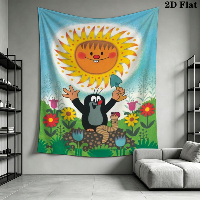 The Story of The Mole Wall Tapestry Aesthetic Wall Hanging Printed Fabric Blanket Decorative Tapestries for Bedroom Living Room Home Decor