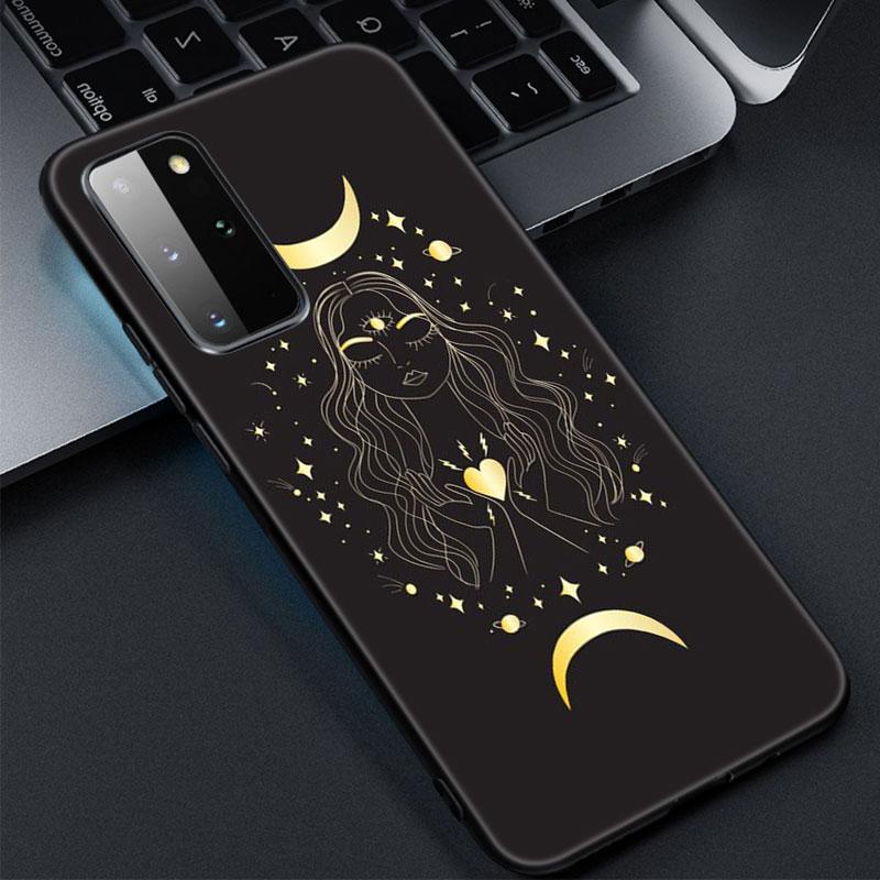 Witches Moon Tarot Mystery Totem Phone Case For Samsung Galaxy S22 Pro S21 S20 Ultra FE S10 Lite S9 S8 Plus S10E 5G Black Cover