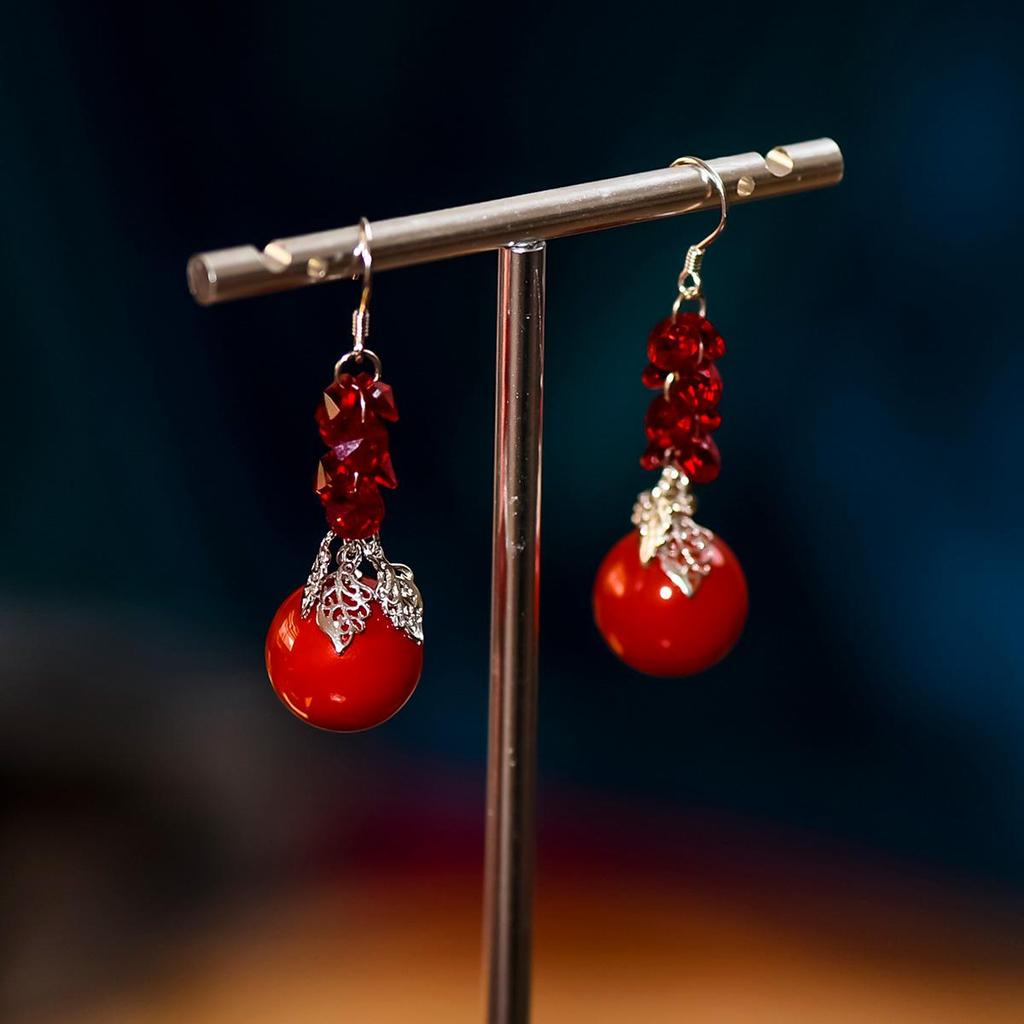 Висячие серьги с красной ракушкой и жемчугом, стерлинговое серебро 925 пробы, листья, модная элегантность для женщин, модные ювелирные изделия, подарок