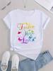 Chic and Comfortable Women's White T-Shirt with Simple Print Pattern
