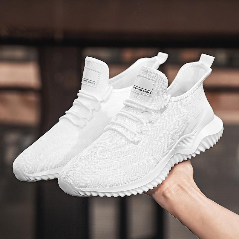 Fashion Men's Mesh Casual Shoes Breathable High Quality White Sneakers Trendy Lace-Up Lightweight Black Big Size Walking Man Tenis Shoes