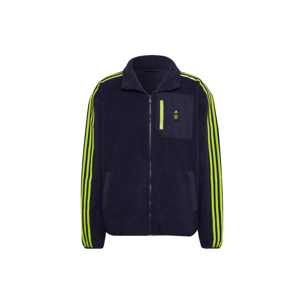 adidas Полосатая футбольная спортивная куртка с логотипом, мужская верхняя одежда, темно-синий HE6645