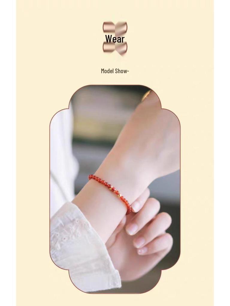 Элегантный браслет из красного агата 6А с красными хрустальными бусинами в виде карпов кои - модный стиль красного шнурка для девушек