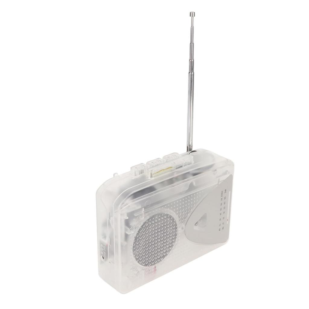 Portable Cassette Player with USB or USB Power Clear Ideal for Everyday Use 3.5mm Jack, Built-in Speaker, FM/AM Radio, Converter, Supply, Sound.