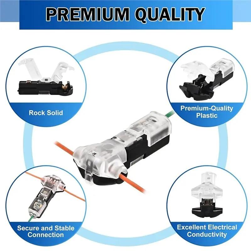 10 Pcs T1/T2/D1/D3 Wire Cable Snap In Connectors No-solder No-peel Quick Terminal Connections Auto Plug Electrical Accessories