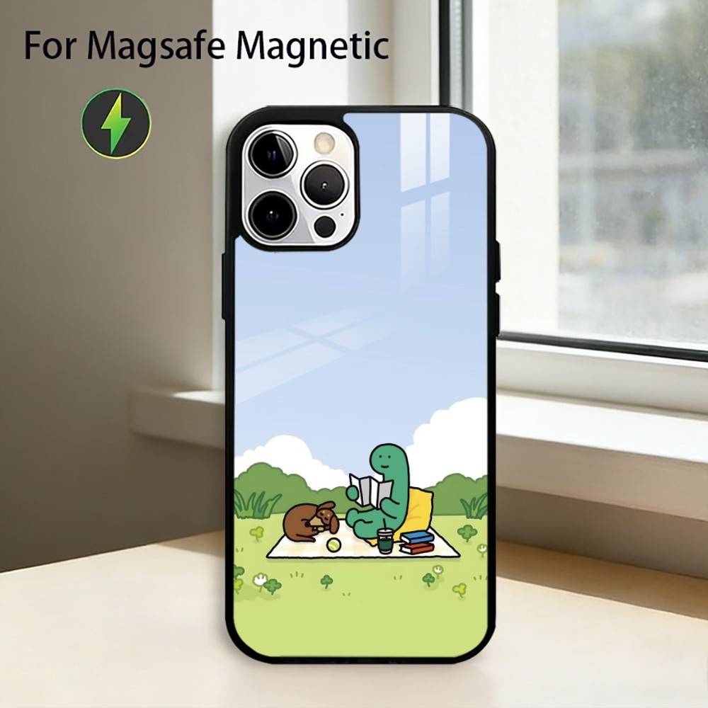 Милый чехол для телефона J-Joguman D-Dinosaurs для iPhone 17, 16, 15, 14, 13, 12, 11 Plus, Pro, магнитный для Magsafe, беспроводная зарядка