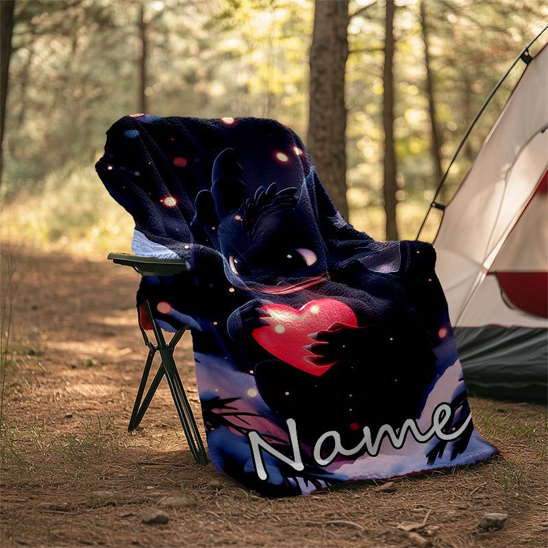 Personalized Custom Name Blanket - How to Train Your Dragon Toothless Print Design,Blanket for Sofa,Bed,Travel,Camping - Soft and Warm, Great Gift