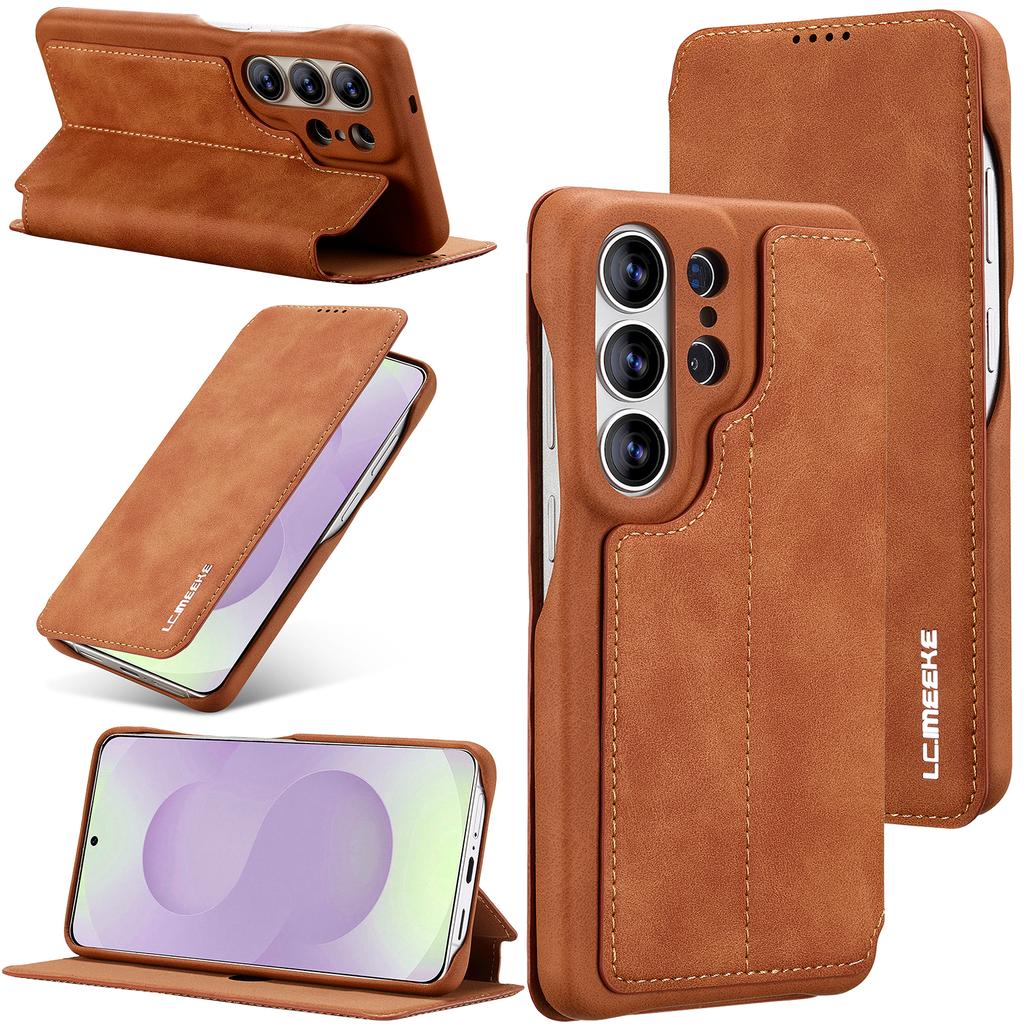 Кожаный чехол-кошелек с слотом для магнитных карт для Samsung Galaxy S26 Ultra S25 Plus S24 S23 A54 A53 Note 20, с подставкой, противоударная крышка