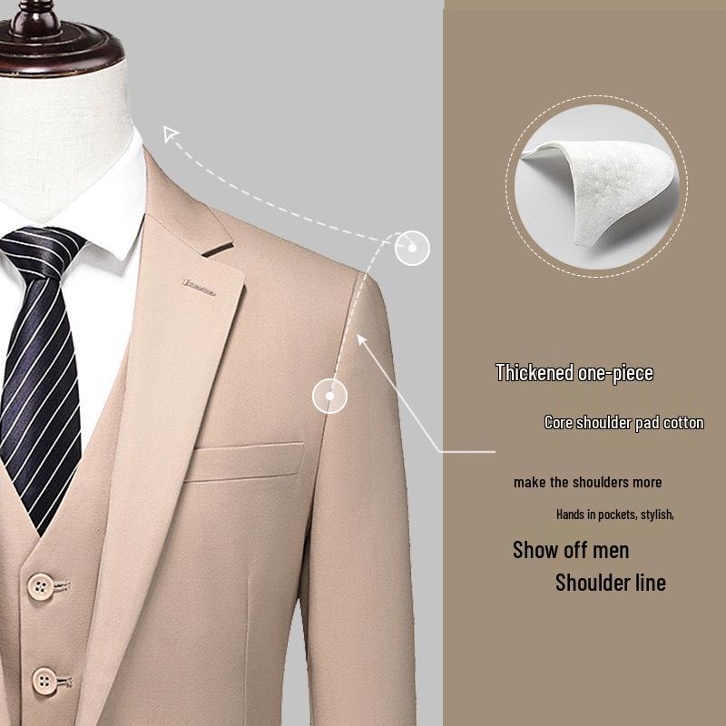 Men's Slim Fit Three-Piece Suit: Business Casual, Formal Wear, Wedding Tuxedo, Groomsmen, Groom's Attire.