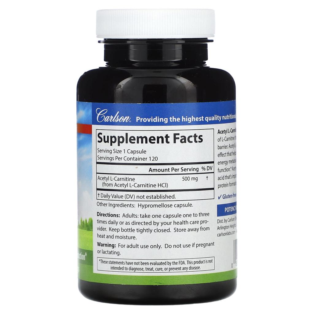 Acetyl-L-Carnitine, 500Mg, 120 Veggie Caps