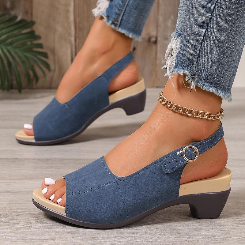 Сандалии женские пляжные на толстом каблуке с одной пряжкой на высоком каблуке женские сандалии