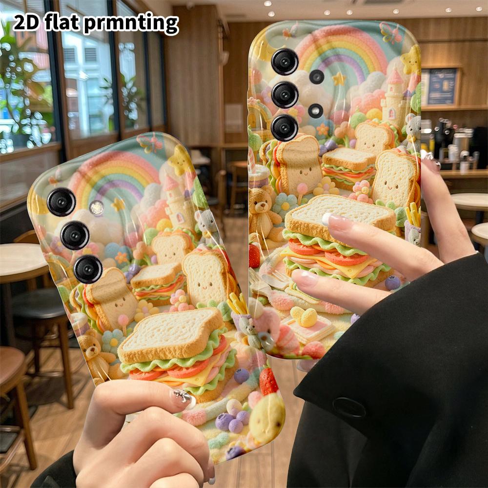 Phone Case: 2D flat, suitable for Samsung Galaxy A34 A35 M05 M06 S20 S22 S21 FE Plus 5G protective case, sandwich picnic, perfect Christmas and Hallow
