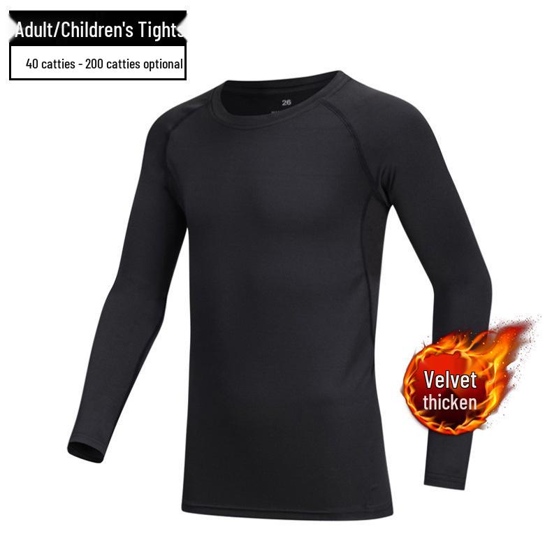 Плюшевые детские баскетбольные и футбольные быстросохнущие тренировочные костюмы для мальчиков - осенне-зимние спортивные тайтсы и базовые топы