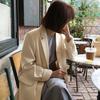 Women Suit Coat Lapel Long Sleeve Single Breasted Suit Jacket with Pockets Solid Color Loose Fit