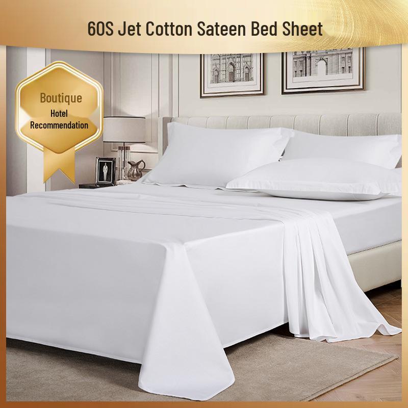 White Hotel-Quality Cotton Sateen Fitted Bed Sheet