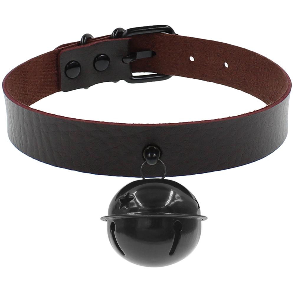Стильный черный ошейник из искусственной кожи в стиле Харадзюку с подвеской-колокольчиком