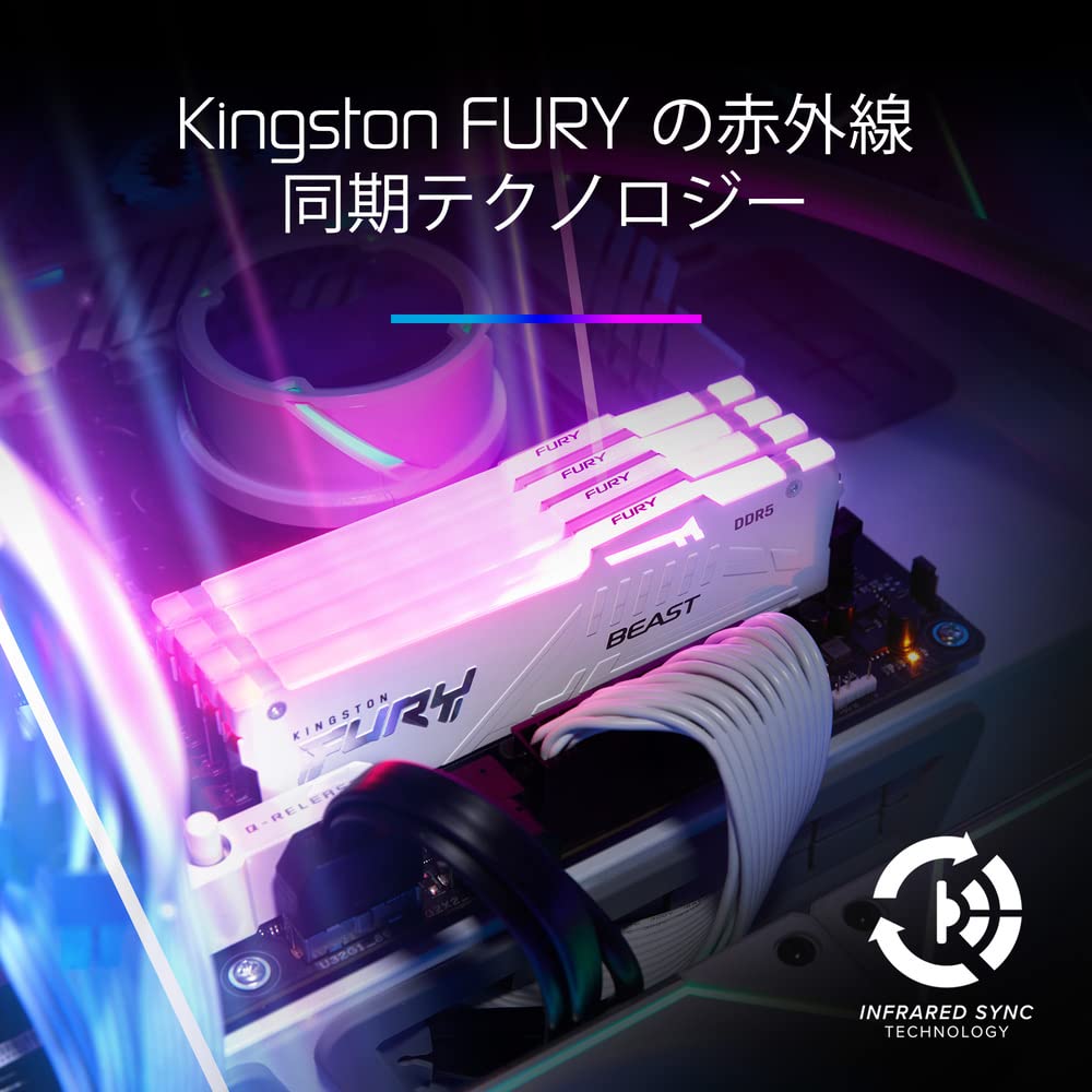 Настольный ПК Kingston FURY White Память DDR5 16 ГБ x 2 Kingston FURY Beast RGB CL40 RGB LED Пожизненная гарантия 5600MT/с KF556C40BWAK2-32