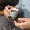6 шт. серебряная чашка для рта, стерлинговое серебро, чайный набор, чашка для чая кунг-фу, эмалированная цветная серебряная сумка, подкладка, мастер