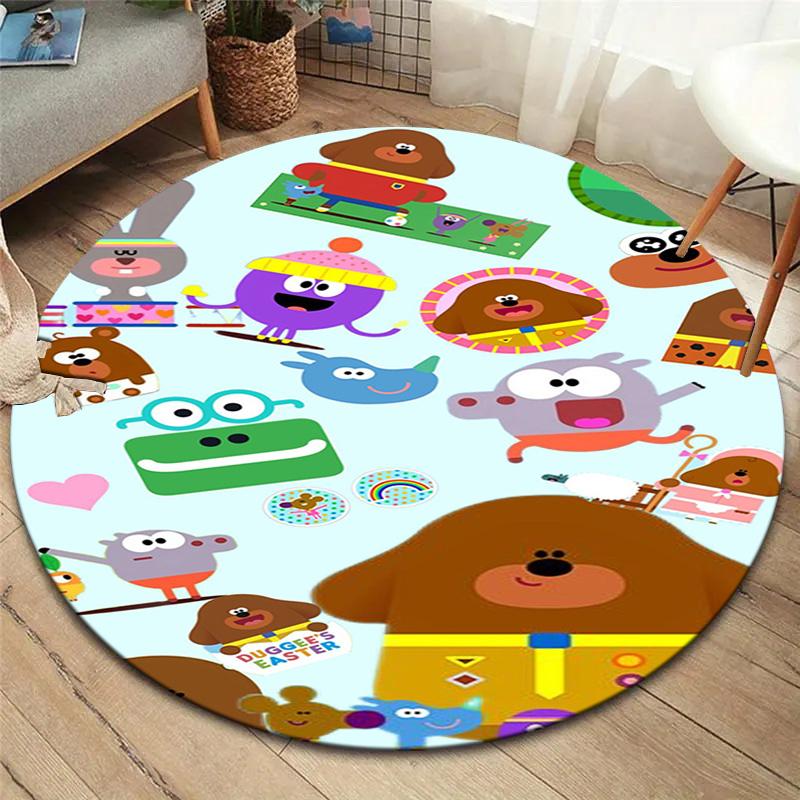 Hey Duggee Round Area Rug,Carpet Rug for Living Room Bedroom Sofa Playroom Decor,Non-slip Floor Mat