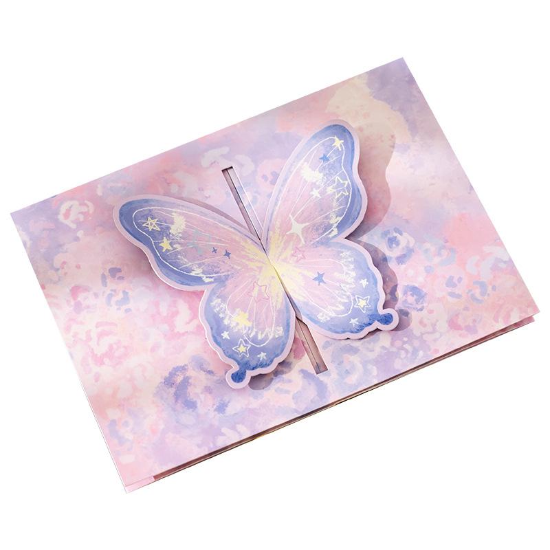 Трехмерная 3D открытка-бабочка может быть подписана от руки DIY продвинутое ощущение ins конверт складная карточка день рождения пара благословение картон