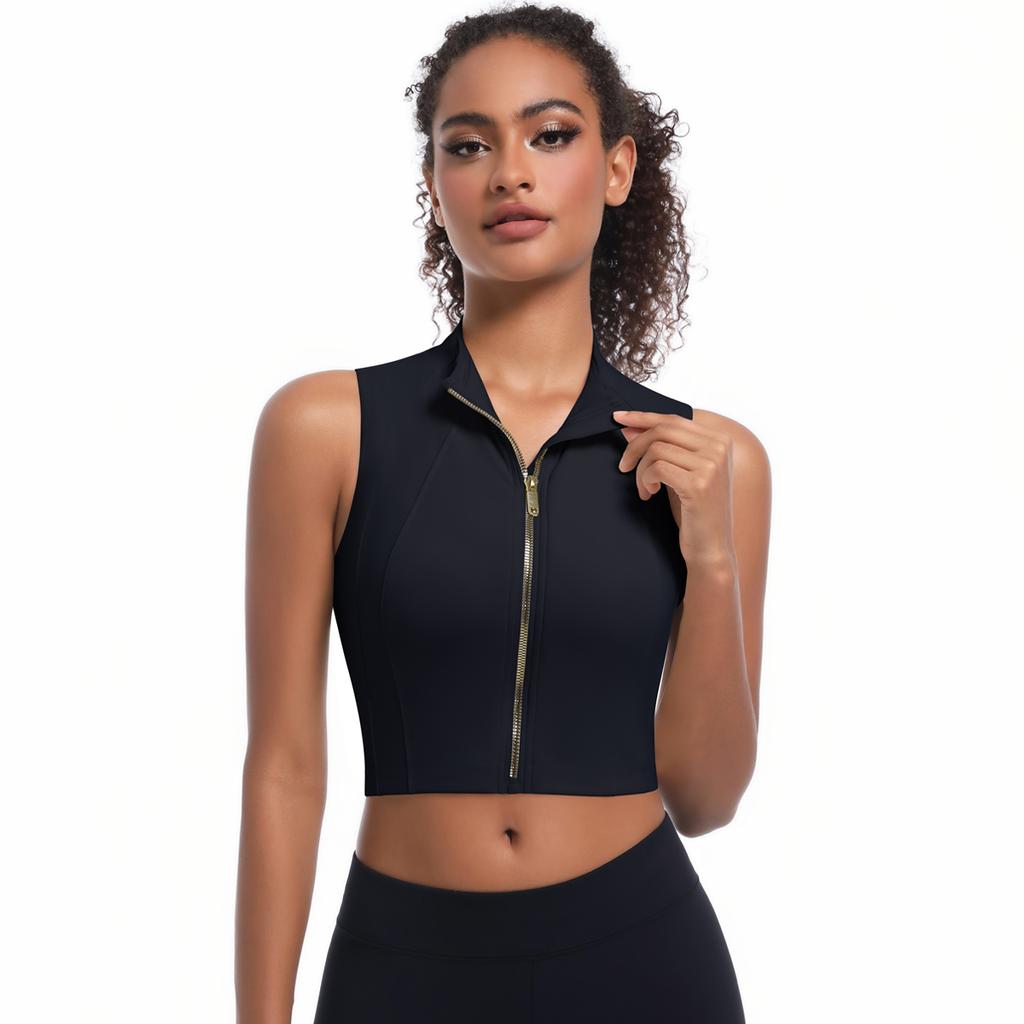 Nessaj Безрукавный спортивный жилет для йоги на молнии, женский фитнес-бюстгальтер, однотонный топ для бега и тренировок