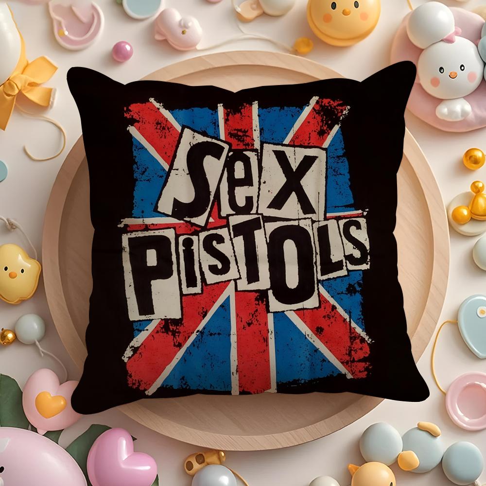 Подушка с принтом группы Панк-Рок S-Sex Pistols, короткий плюш, двусторонняя печать, для дома, машинная стирка в теплой воде, чехол на подушку