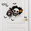 Bat Wall Stickers for Halloween Stickers, 3D Broken Effect with Ghost Skeleton Pumpkin Decals, Self-Adhesive Waterproof Decor Mural Living Room